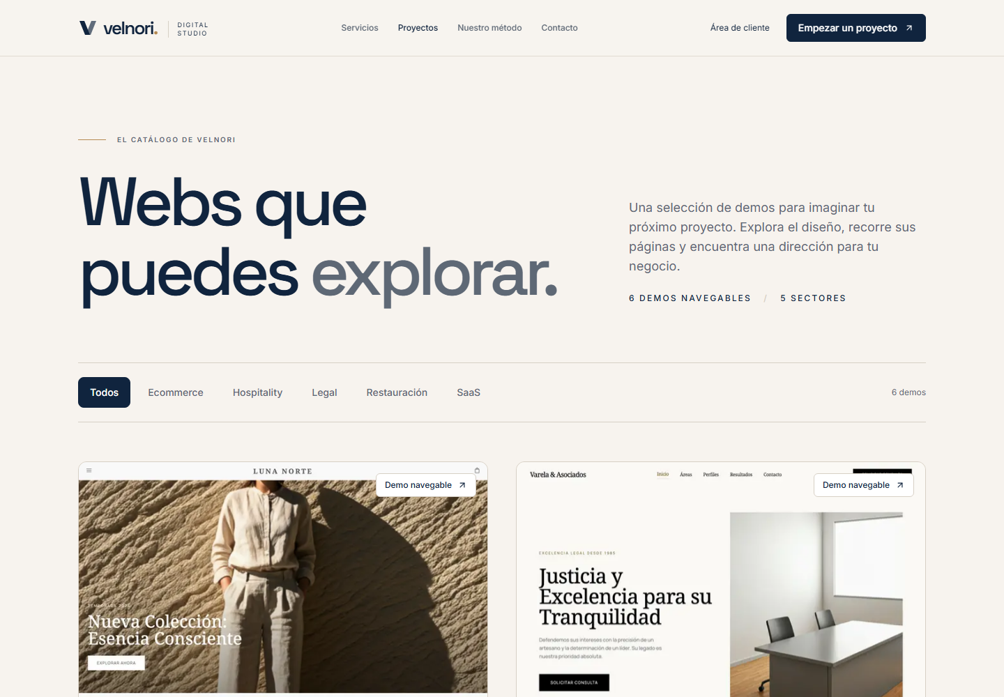 Captura de Colección de webs sectoriales